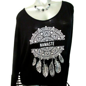 Women's JC FITS NAMASTE Black Long Sleeve Casual Soft Knit Top in Size 24 22 2X